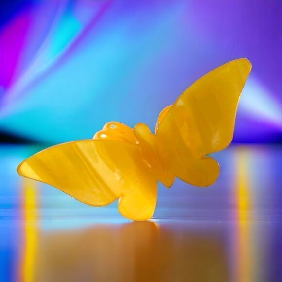 Vintage Butterfly Scarf Clip Holder Slide Lucite Marbled Yellow Mid Century Mod. - Picture 16 of 16